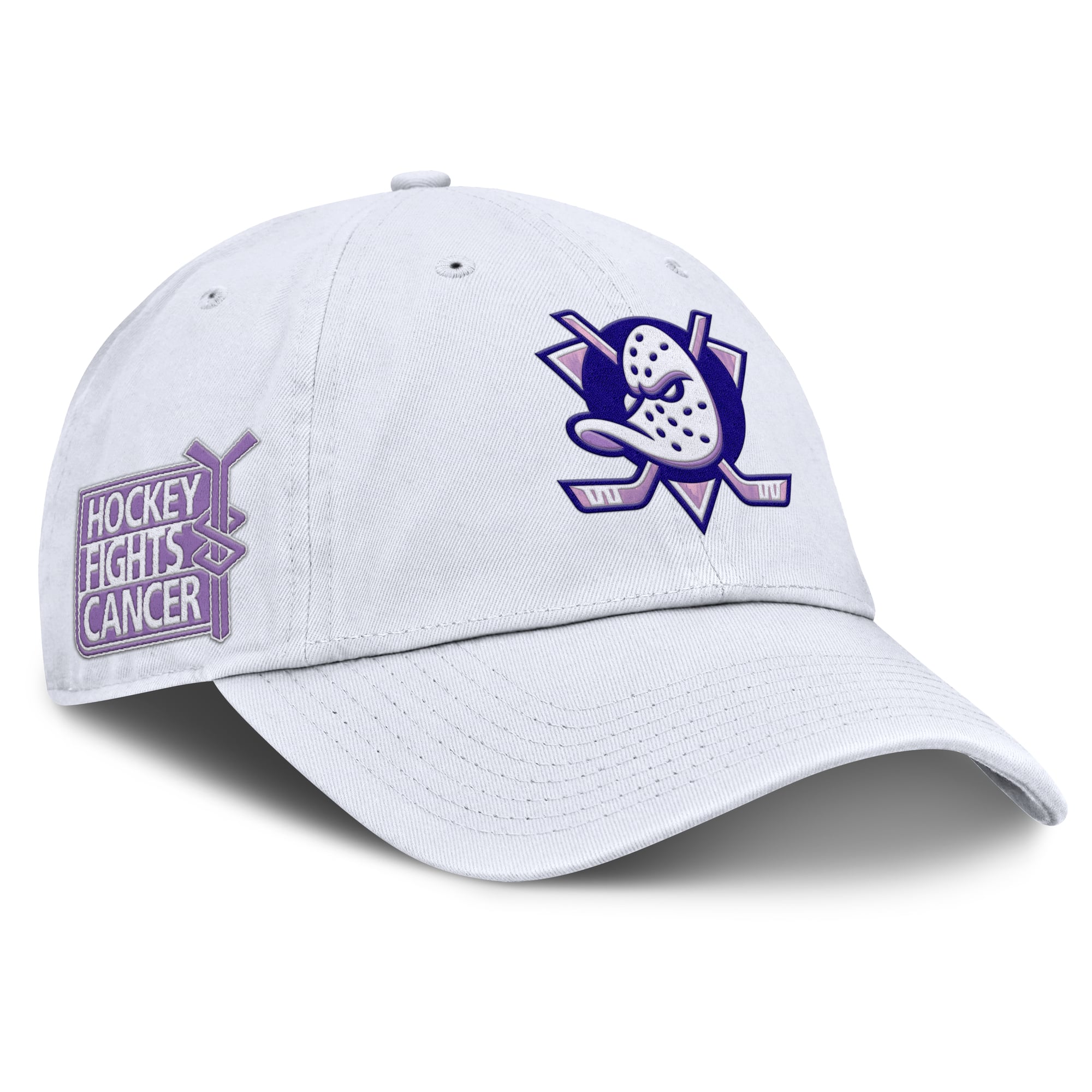 Men's Fanatics White Anaheim Ducks Authentic Pro Hockey Fights Cancer Adjustable Hat